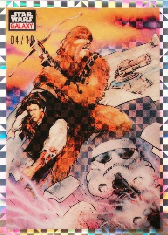 Embattled Han & Chewie 2023 Topps Chrome Star Wars Galaxy #21 X-Fractor /10 RAW