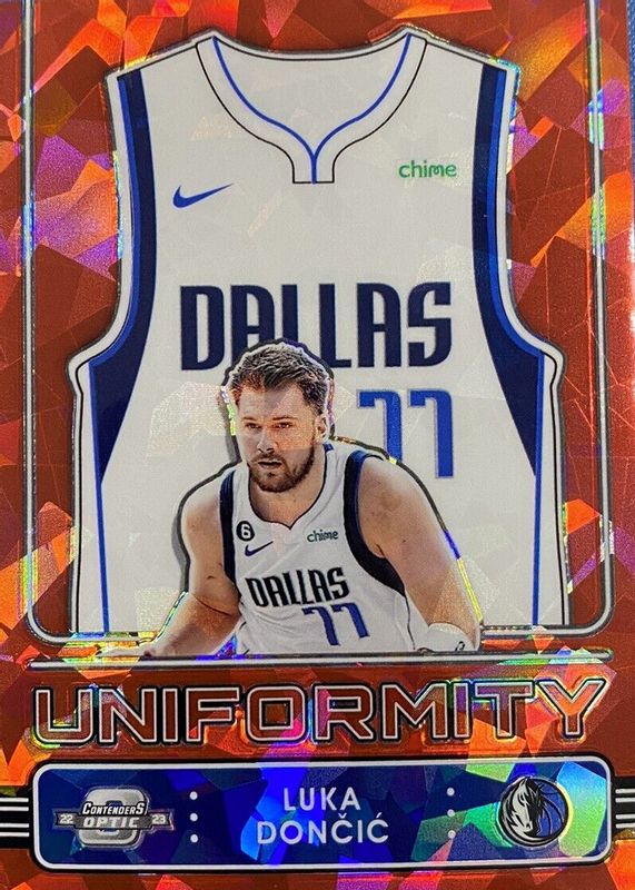 Luka Doncic 2022 Contenders Optic #13 Uniformity - Red Cracked Ice RAW