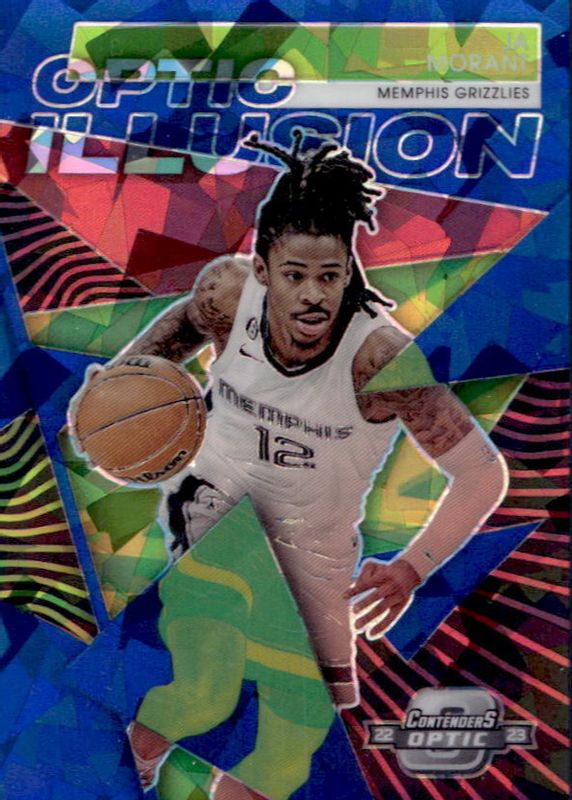 Ja Morant 2022 Contenders Optic #11 Optic Illusion - Blue Cracked Ice /75 PSA 10