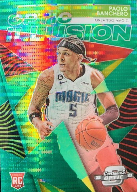 Paolo Banchero 2022 Contenders Optic #21 Optic Illusion - Green Pulsar /25 Rookie PSA 10