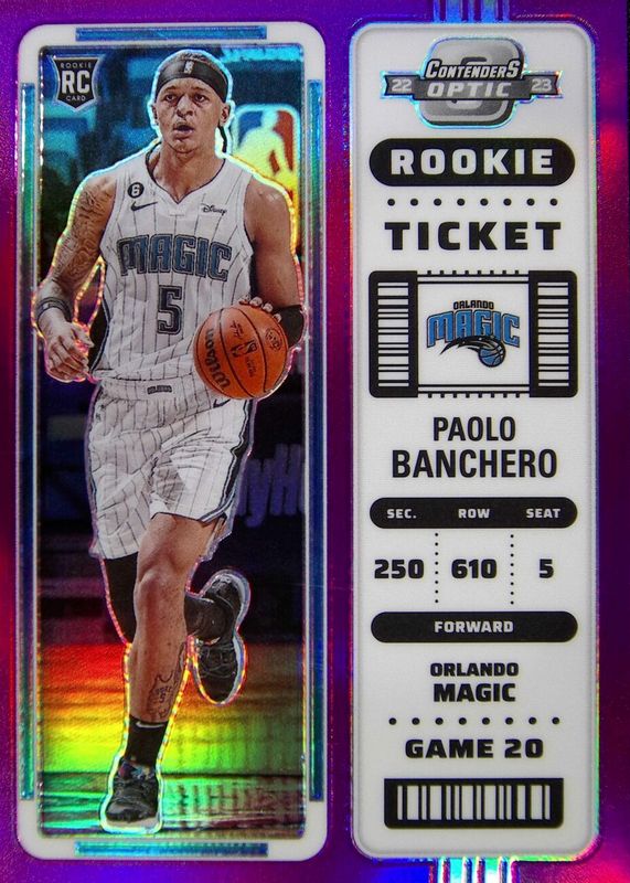 Paolo Banchero 2022 Contenders Optic #18 Purple /15 Rookie PSA 9