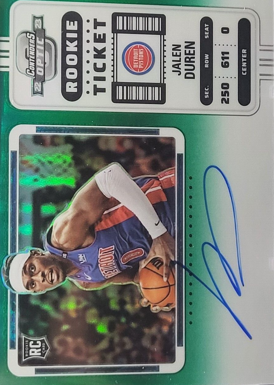 Jalen Duren 2022 Contenders Optic #111 Rookie Ticket Auto - Green
