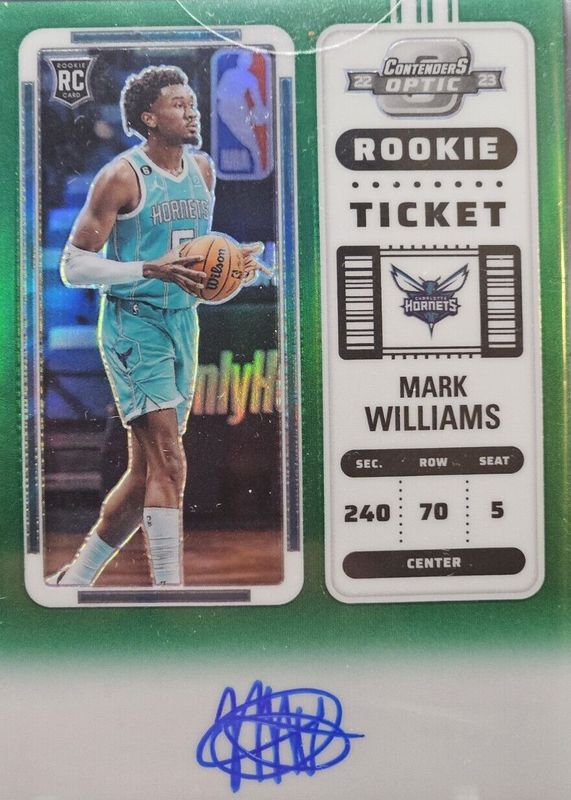 Mark Williams 2022 Contenders Optic #134 Rookie Ticket Auto - Green /75 RAW