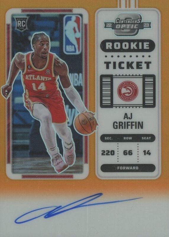 AJ Griffin 2022 Contenders Optic #137 Rookie Ticket Auto - Orange /25 RAW
