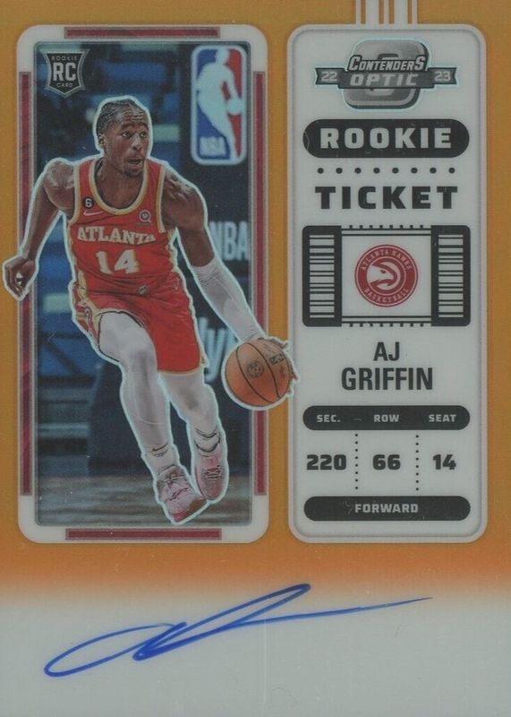 AJ Griffin 2022 Contenders Optic #137 Rookie Ticket Auto - Orange /25 SGC 10