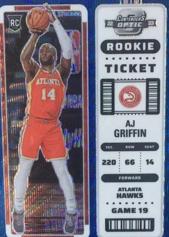 AJ Griffin 2022 Contenders Optic #11 Asia Blue Wave /45 Rookie PSA 10