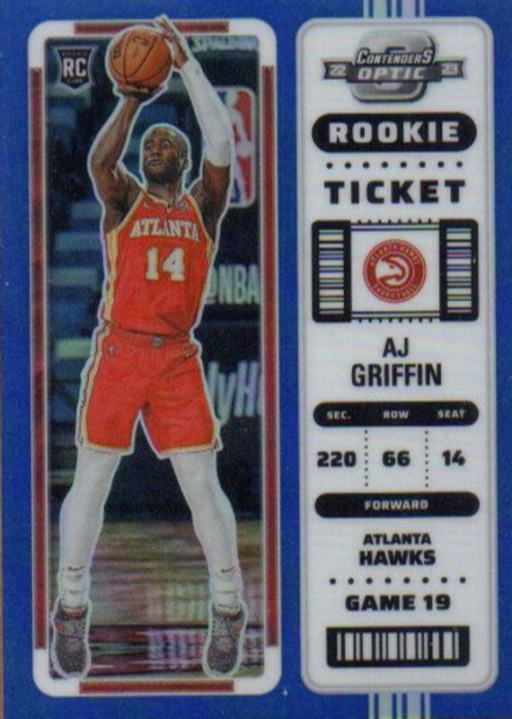 AJ Griffin 2022 Contenders Optic #11 Blue /99 Rookie PSA 9