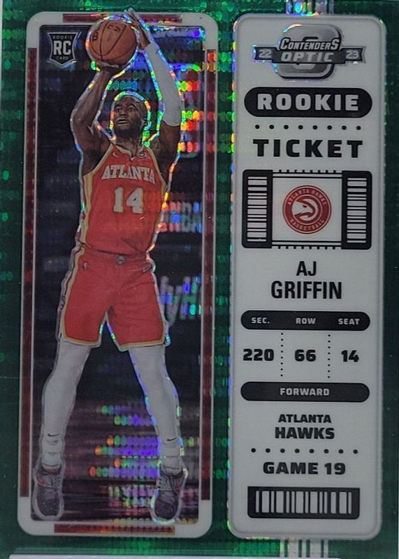 AJ Griffin 2022 Contenders Optic #11 Green Pulsar /25 Rookie RAW
