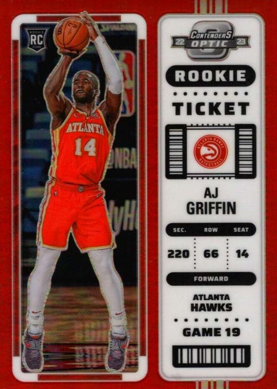 AJ Griffin 2022 Contenders Optic #11 Red Rookie RAW