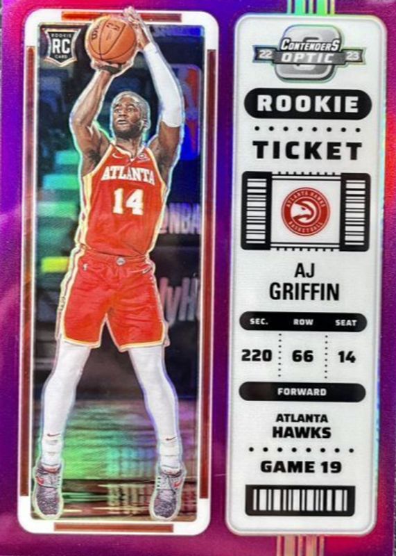 AJ Griffin 2022 Contenders Optic #11 Purple /15 Rookie RAW