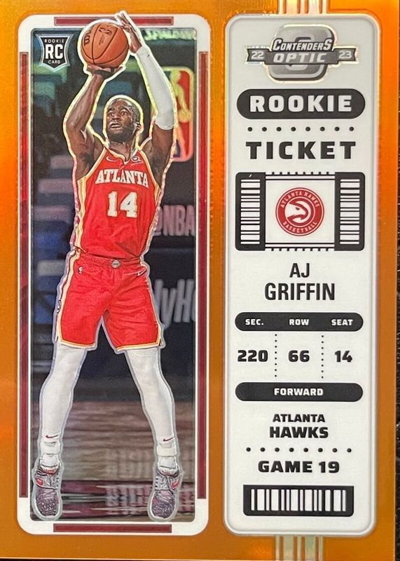 AJ Griffin 2022 Contenders Optic #11 Orange /49 Rookie RAW