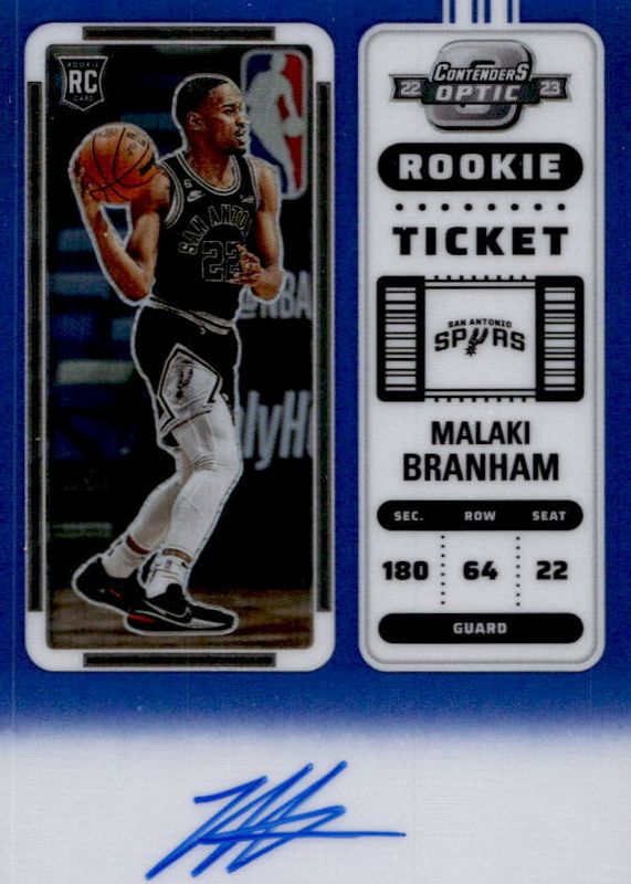 Malaki Branham 2022 Contenders Optic #106 Rookie Ticket Auto - Blue /49 Rookie BGS 9