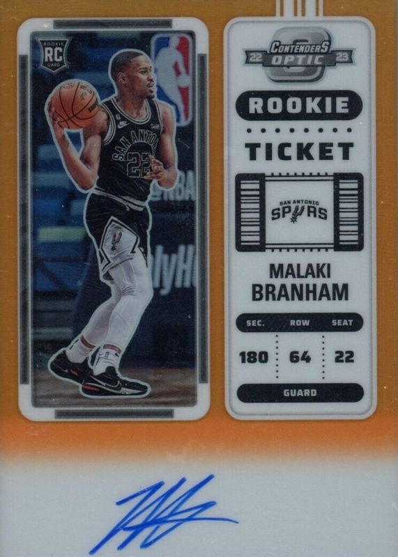 Malaki Branham 2022 Contenders Optic #106 Rookie Ticket Auto - Orange /25 Rookie BGS 9.5