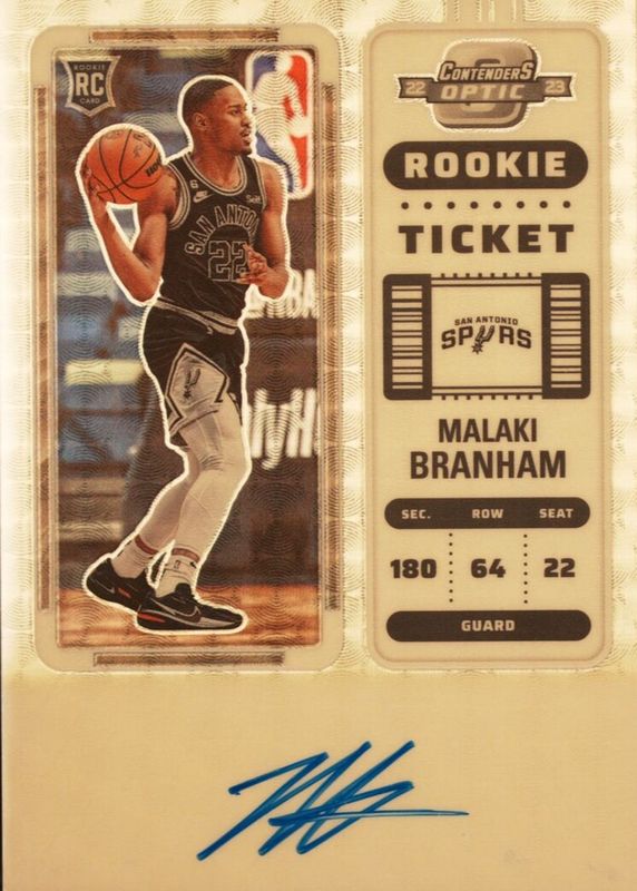 Malaki Branham 2022 Contenders Optic #106 Rookie Ticket Auto - Gold Vinyl /1 Rookie RAW