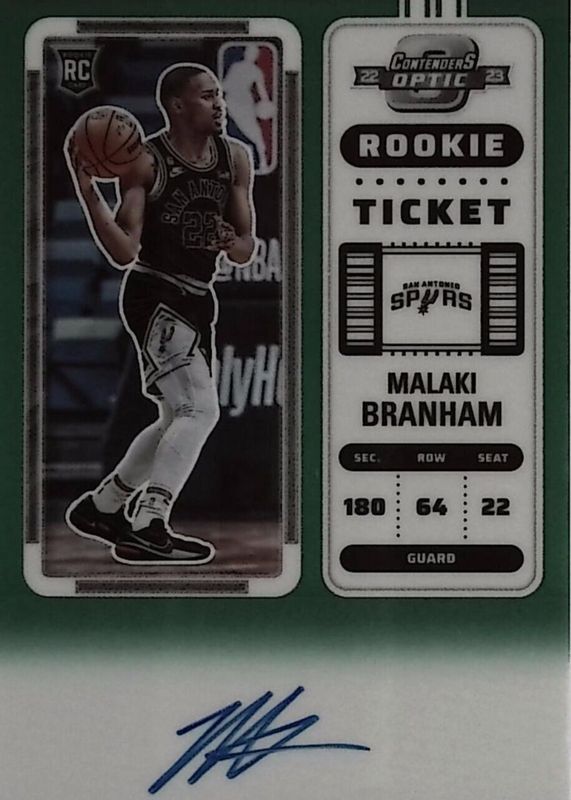 Malaki Branham 2022 Contenders Optic #106 Rookie Ticket Auto - Green /75 SGC 9.5