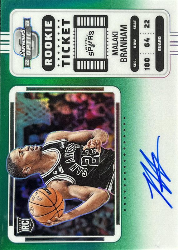 Malaki Branham 2022 Contenders Optic #106 Rookie Ticket Auto Variation - Green /75 Rookie PSA 9