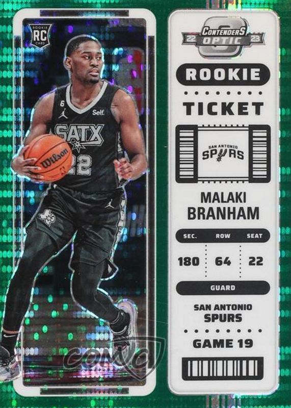 Malaki Branham 2022 Contenders Optic #14 Green Pulsar /25 Rookie PSA 10