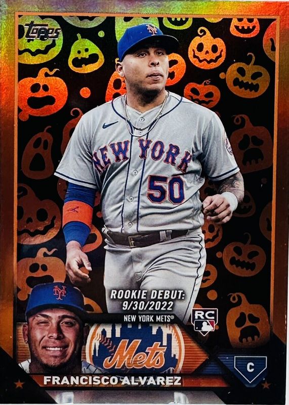 Francisco Alvarez 2023 Topps Update #US255 Rookie Debut - Jack-O'-Lantern Foil Rookie BGS 9