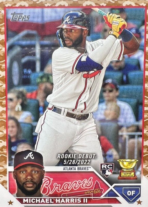 Michael Harris II 2023 Topps Update #US225 Rookie Debut - Memorial Day Camo /25 Rookie RAW