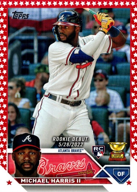 Michael Harris II 2023 Topps Update #US225 Rookie Debut - Independence Day /76 Rookie RAW