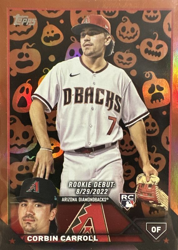 Corbin Carroll 2023 Topps Update #US244 Rookie Debut - Jack-O'-Lantern Foil Rookie RAW