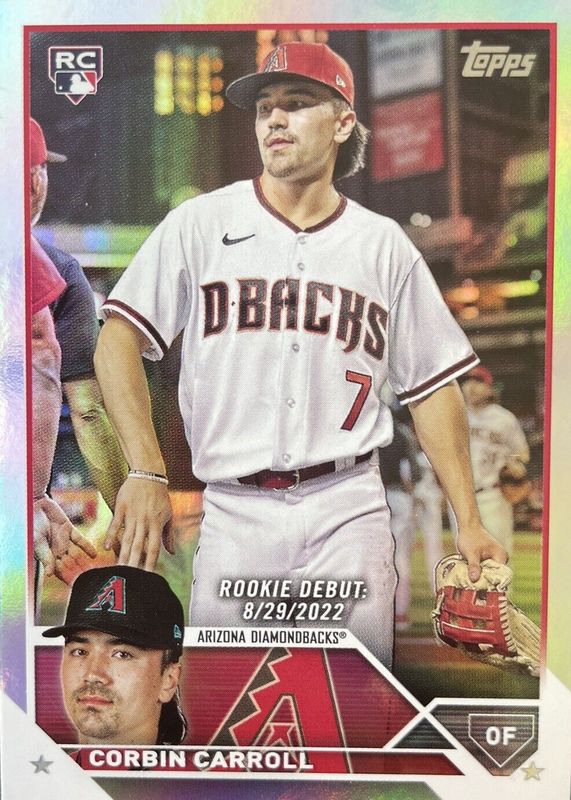 Corbin Carroll 2023 Topps Update #US244 Rookie Debut - Rainbow Foil Rookie SGC 9