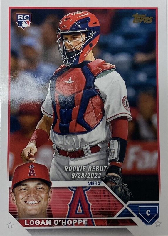 Logan O'Hoppe 2023 Topps Update #US93 Rookie Debut - Golden Mirror Image Variation /(SSP) PSA 10