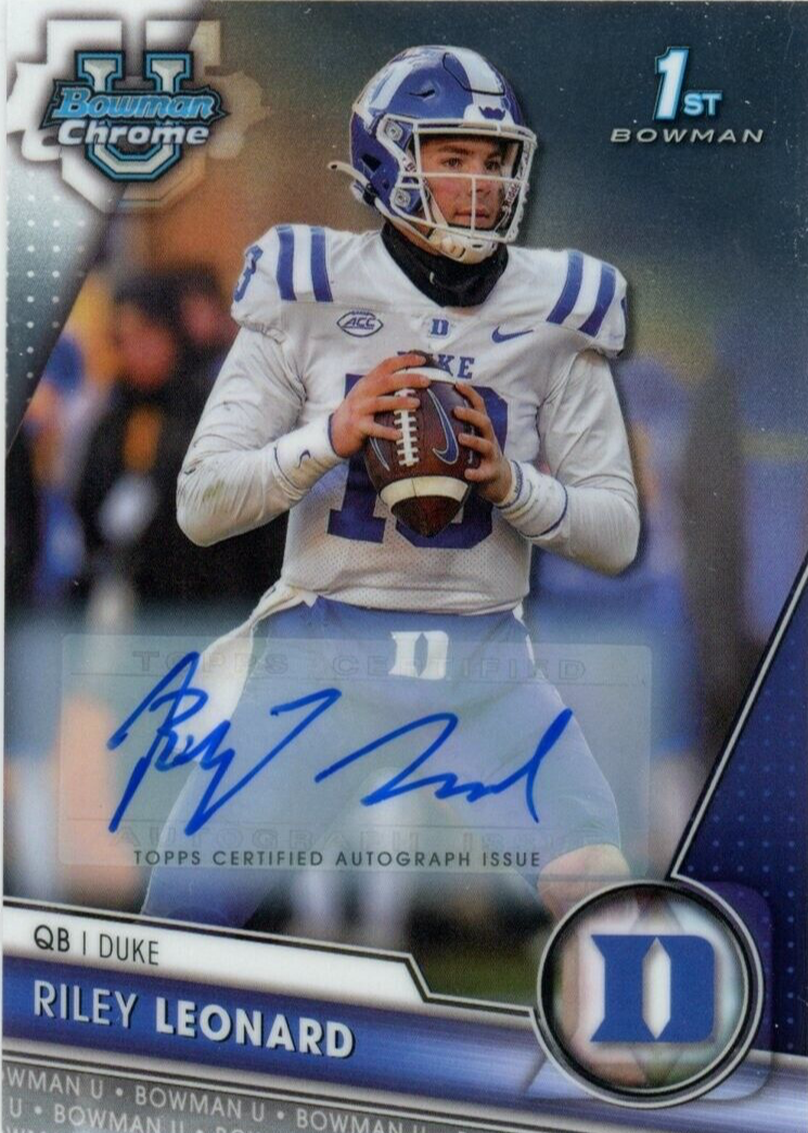 Riley Leonard 2023 Bowman Chrome University #6 Prospect Auto (1st 