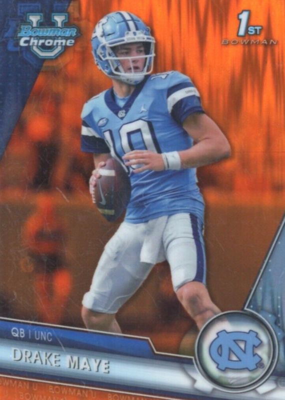 Drake Maye 2023 Bowman Chrome University #200 Prospects - Orange Surge Refractor /25 (1st) PSA 10