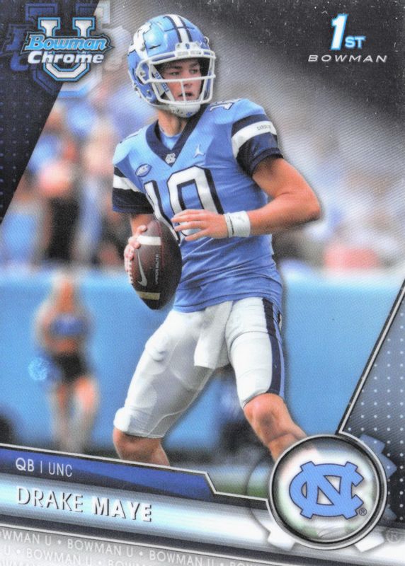 thumbnail image 2 of 2023 Leaf Draft Drake Maye Rookie Card #B2-4 – Yellow Parallel – UNC – Ungraded 2 of 3