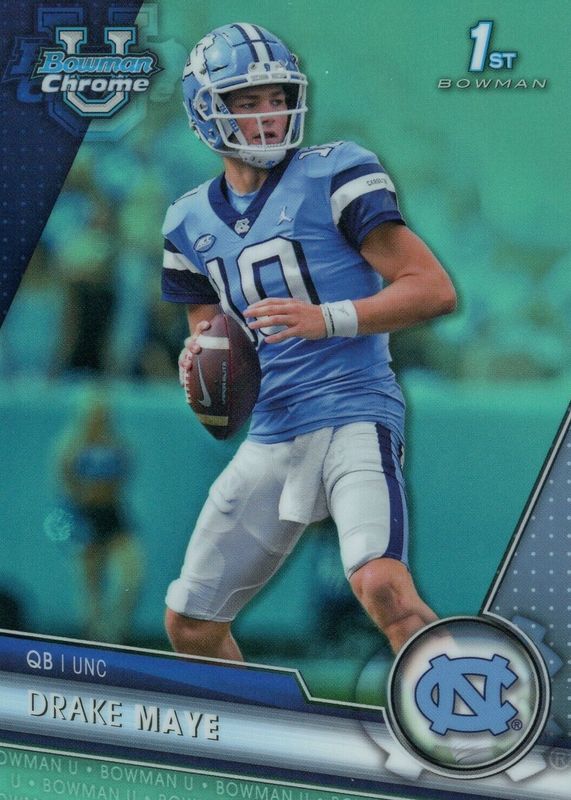 Drake Maye 2023 Bowman Chrome University #200 Prospects - Aqua Refractor /299 (1st) PSA 10