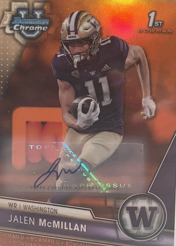 Jalen McMillan 2023 Bowman Chrome University #164 Prospect Auto - Orange Refractor /25 (1st) RAW