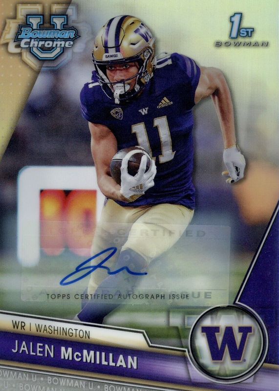 Jalen McMillan 2023 Bowman Chrome University #164 Prospect Auto - Refractor /499 (1st) RAW