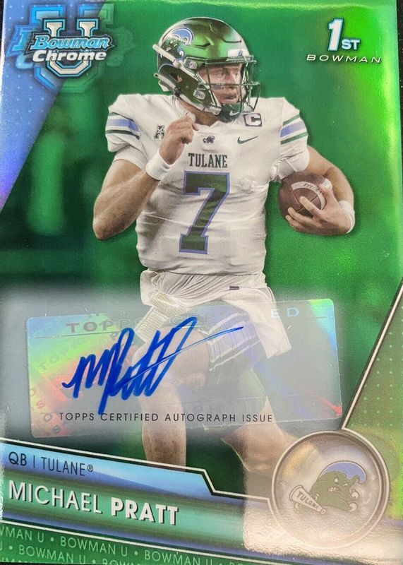 Michael Pratt 2023 Bowman Chrome University #89 Prospect Auto - Green Refractor /99 (1st) RAW