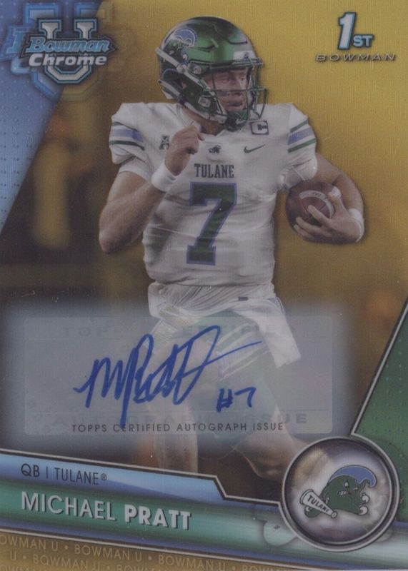 Michael Pratt 2023 Bowman Chrome University #89 Prospect Auto - Gold Refractor /50 (1st) SGC 10