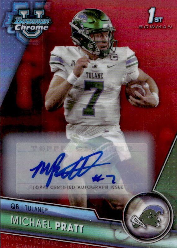 Michael Pratt 2023 Bowman Chrome University #89 Prospect Auto - Red Refractor /5 (1st) RAW