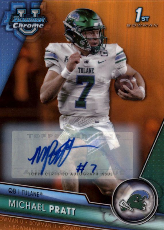Michael Pratt 2023 Bowman Chrome University #89 Prospect Auto - Orange Refractor /25 (1st) RAW