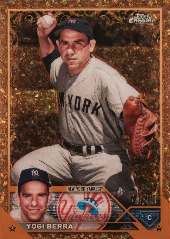 Yogi Berra 2023 Topps Gilded Collection #143 Mini-Diamond Gold Etch Refractor /50 RAW