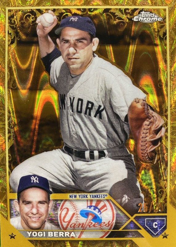 Yogi Berra 2023 Topps Gilded Collection #143 RayWave Gold Etch Refractor /25 RAW