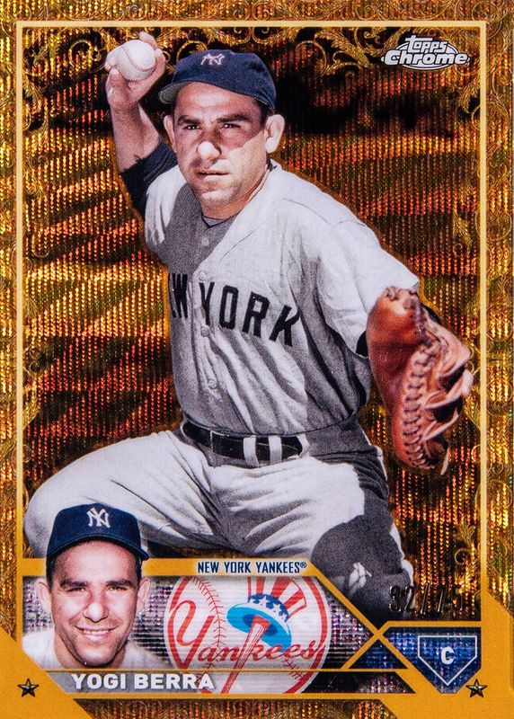 Yogi Berra 2023 Topps Gilded Collection #143 Wave Gold Etch Refractor /75 PSA 10