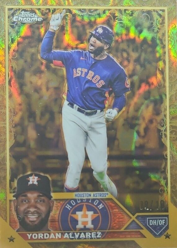 Yordan Alvarez 2023 Topps Gilded Collection #32 Lava Gold Etch Refractor /10 PSA 10