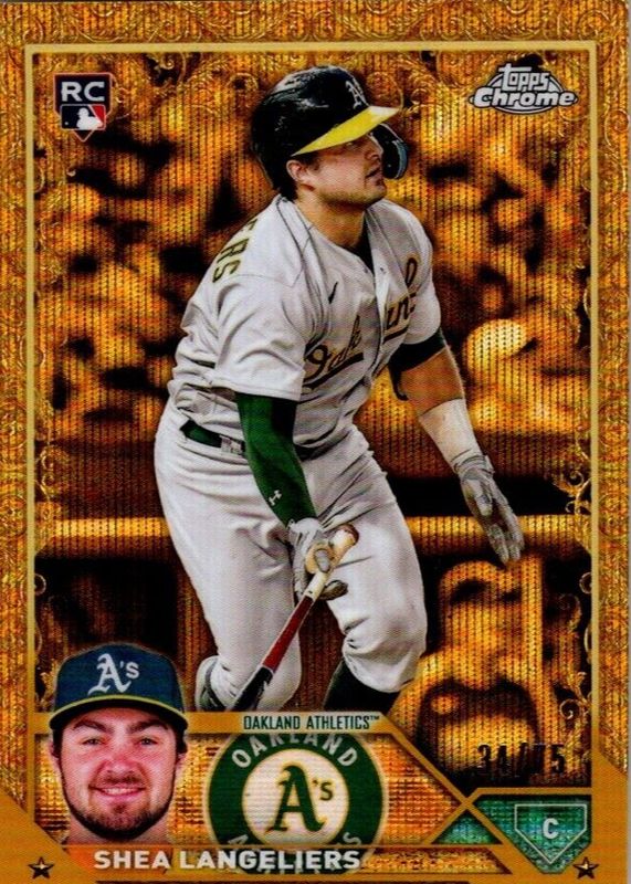 Shea Langeliers 2023 Topps Gilded Collection #74 Wave Gold Etch Refractor /75 Rookie SGC 10