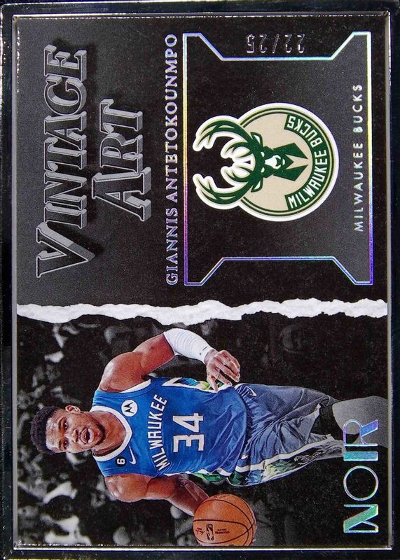 Giannis Antetokounmpo 2022 Noir #283 Vintage Art /25 PSA 10