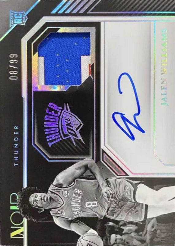 Jalen Williams 2022 Noir #332 Rookie Patch Auto Black & White /99 Rookie PSA 8