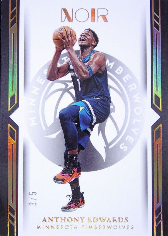 Anthony Edwards 2022 Noir #132 Icon Edition - Holo Gold /5 RAW