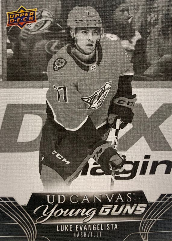 Luke Evangelista 2023 Upper Deck #C108 Young Guns Canvas - Black & White Rookie SGC 9.5