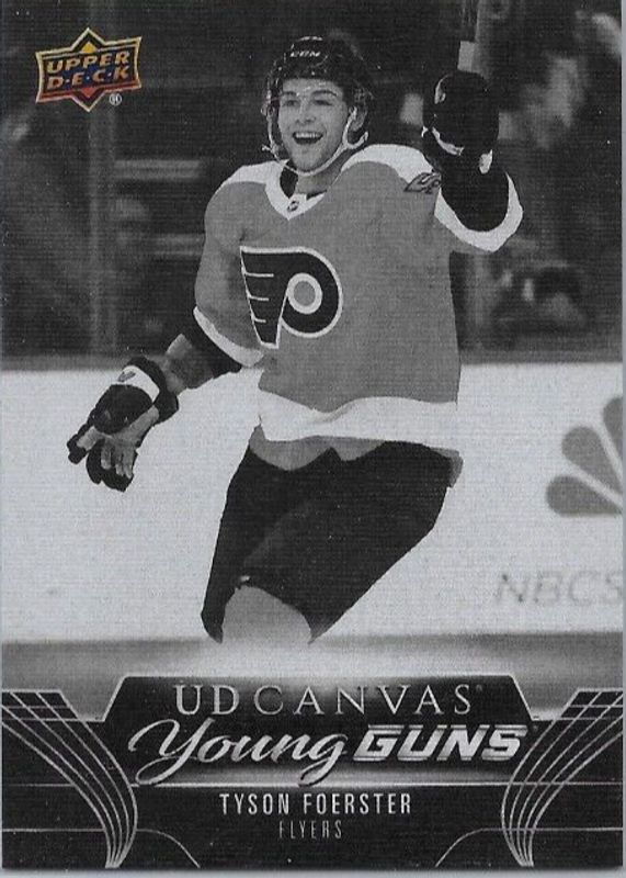 Tyson Foerster 2023 Upper Deck #C100 Young Guns Canvas - Black & White Rookie RAW