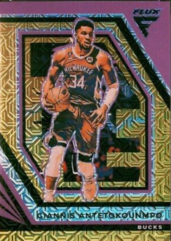 Giannis Antetokounmpo 2022 Flux #98 Gold Mojo /10 PSA 10