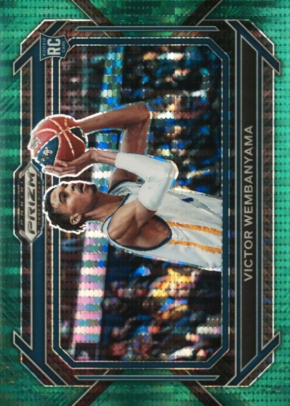 Victor Wembanyama 2023 Prizm Draft Picks #2 Variation - Green Pulsar /25 Rookie PSA 10