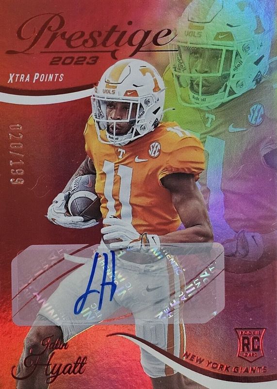 Jalin Hyatt 2023 Prestige #345 Xtra Points Signatures - Red /199 Rookie SGC 10